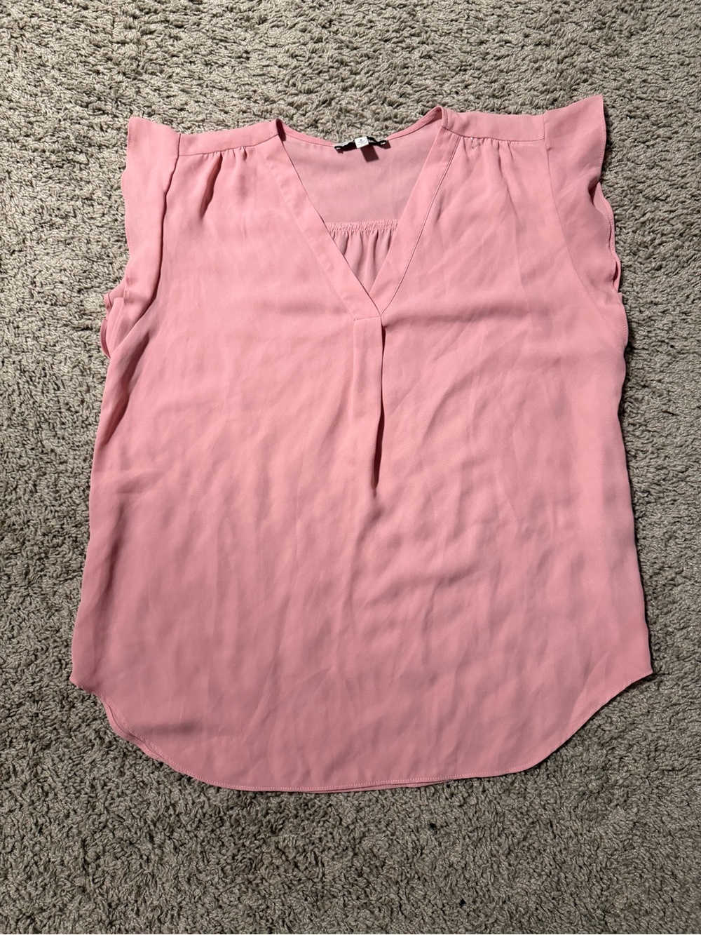Chaus Pink V-Neck Cap Sleeve Blouse